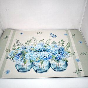 APROPHIC Spring Floral Bath Mat, Hydrangea Butterfly Bathroom Rug, Non-Slip, Abs